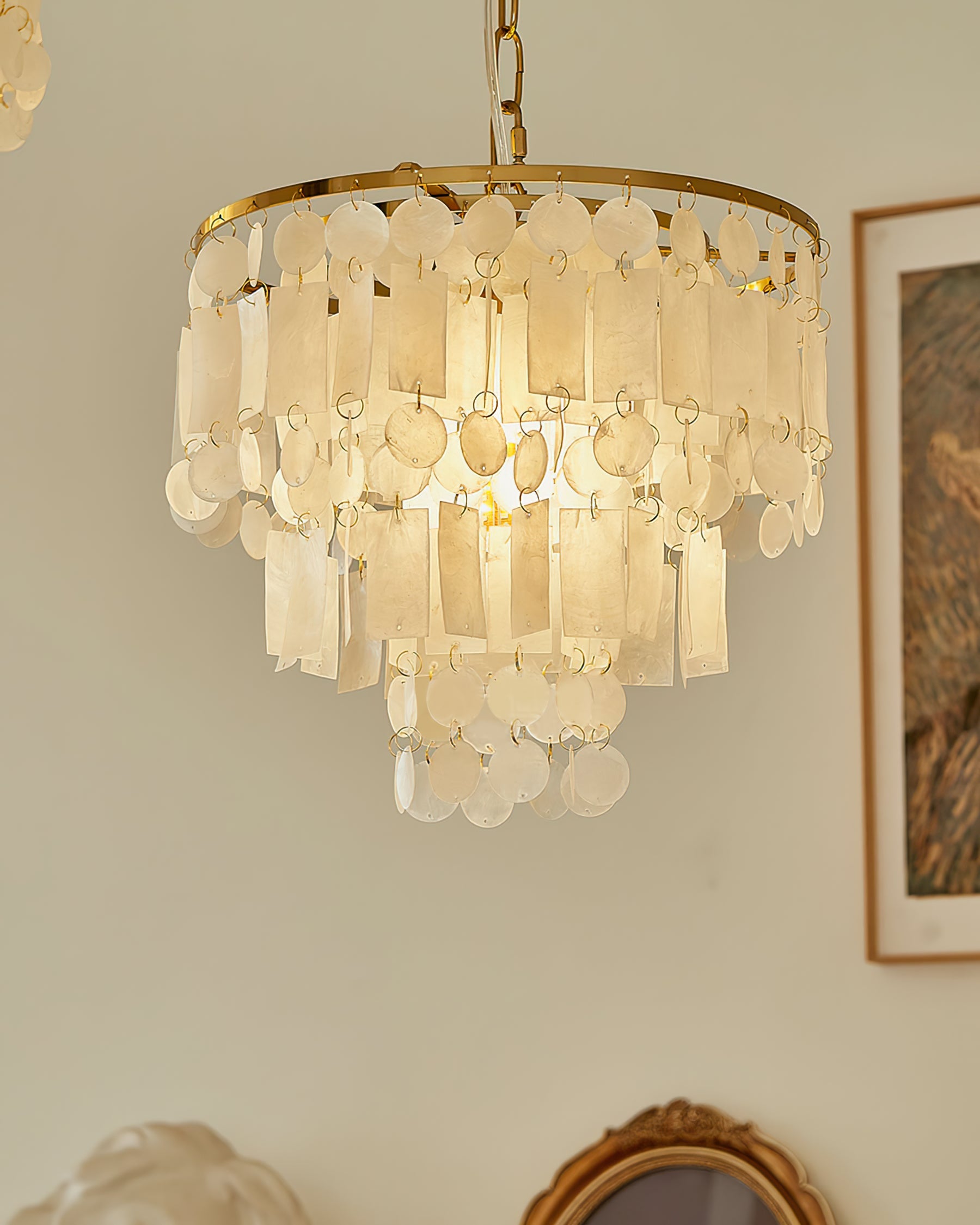 CARLETON CAPIZ FLEUR CHANDELIER