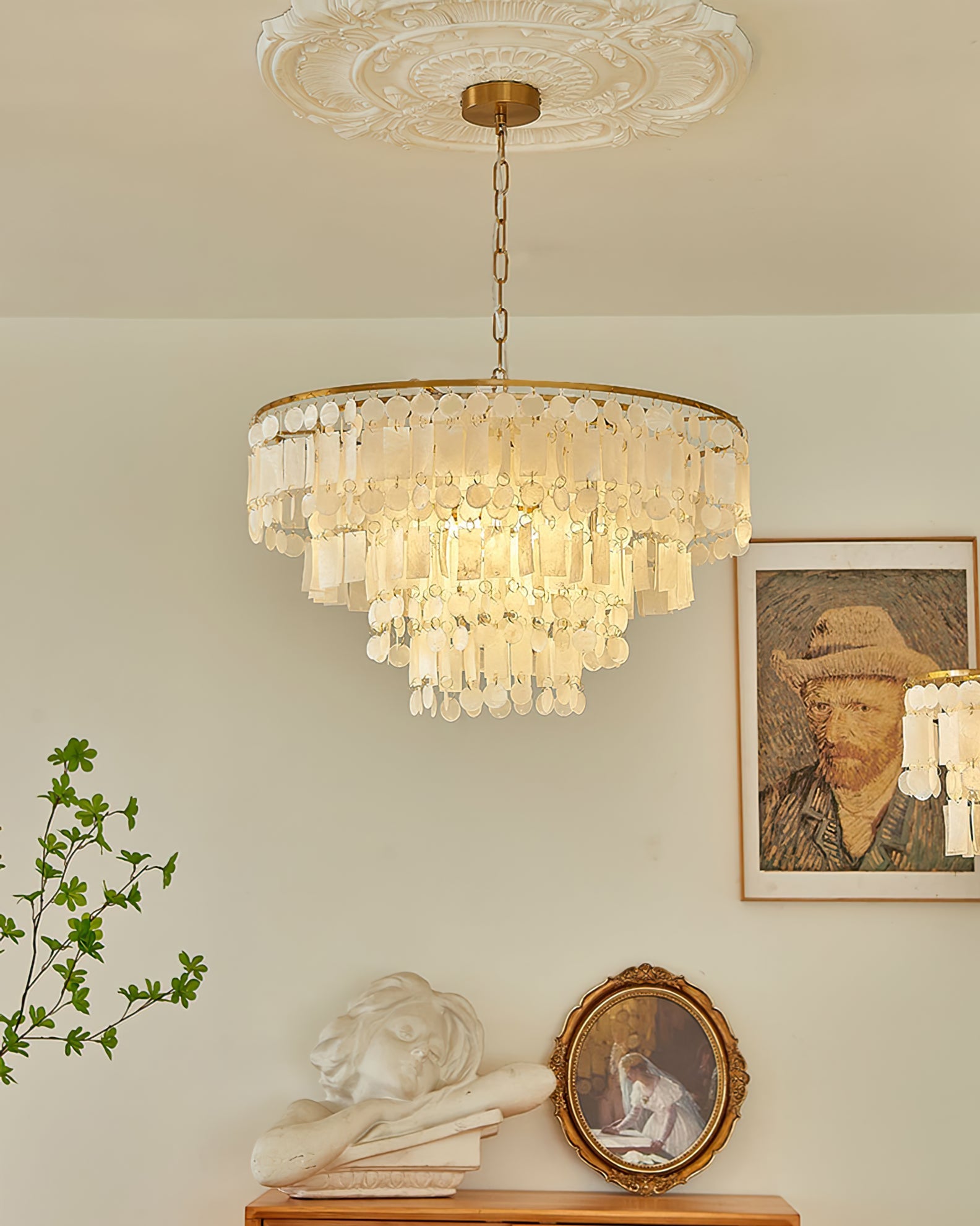 CARLETON CAPIZ FLEUR CHANDELIER