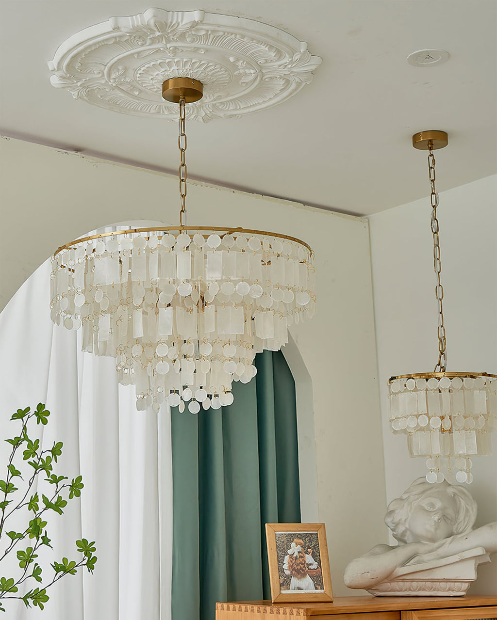 CARLETON CAPIZ FLEUR CHANDELIER