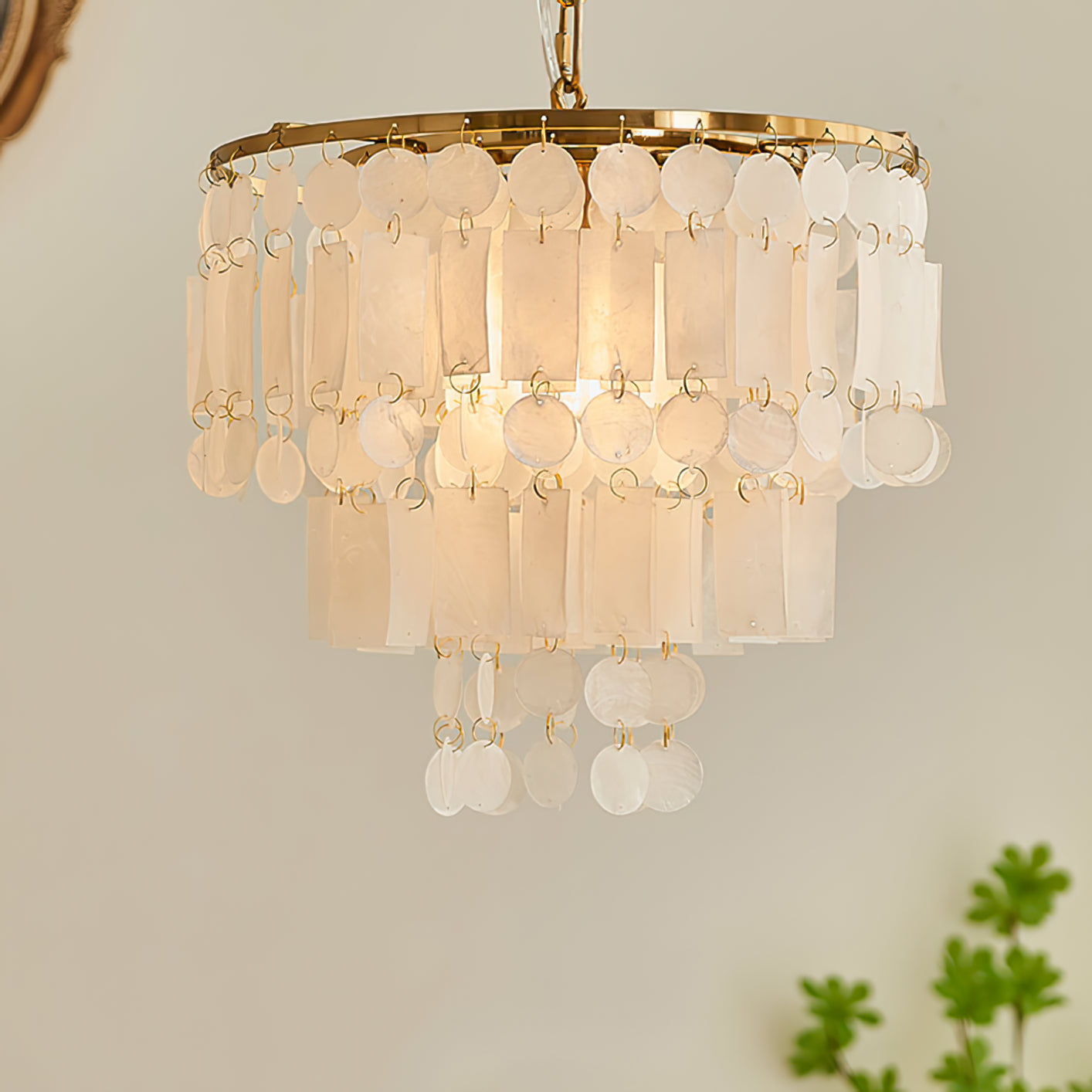 CARLETON CAPIZ FLEUR CHANDELIER