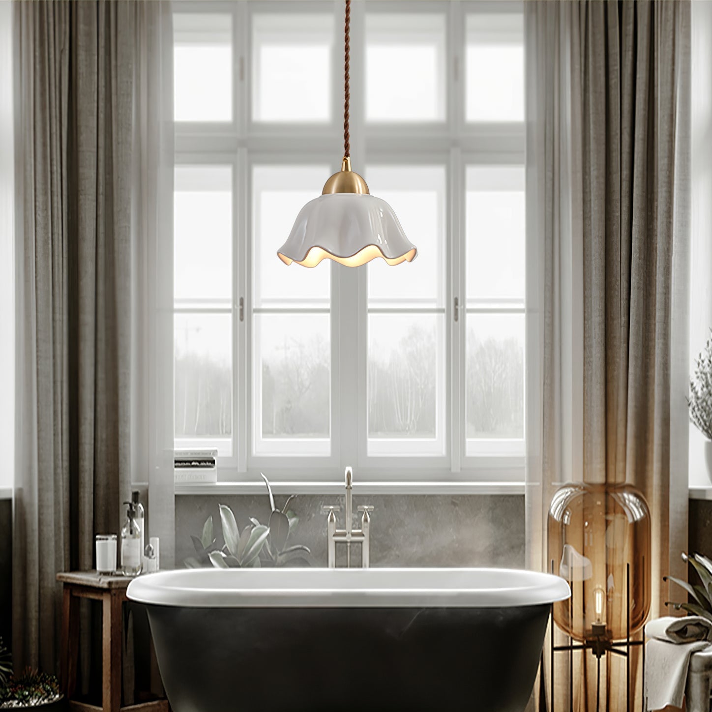FLORENCE BOTANICAL CERAMIC LIGHTING PENDANT