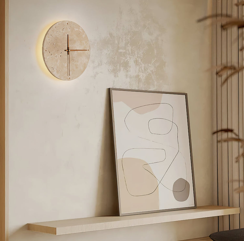 RAVENSTONE TRAVERTINE TIMEPIECE WALL SCONCE