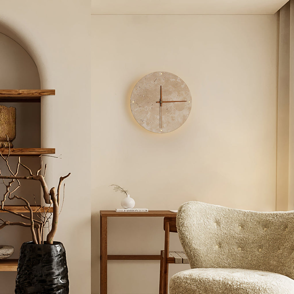RAVENSTONE TRAVERTINE TIMEPIECE WALL SCONCE