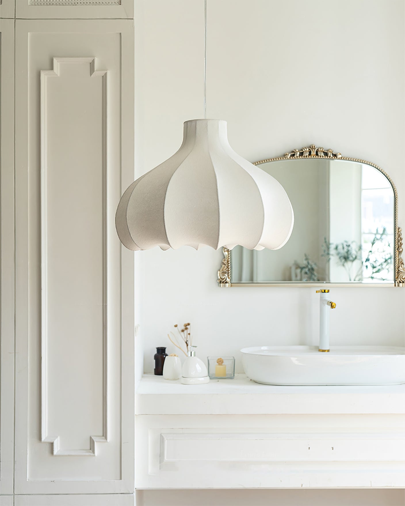 WHITECROFT SILK DRAPED HANGING LANTERN