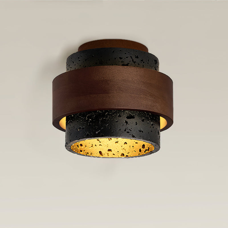 MARLOWE TRAVERTINE DRUM CEILING LANTERN