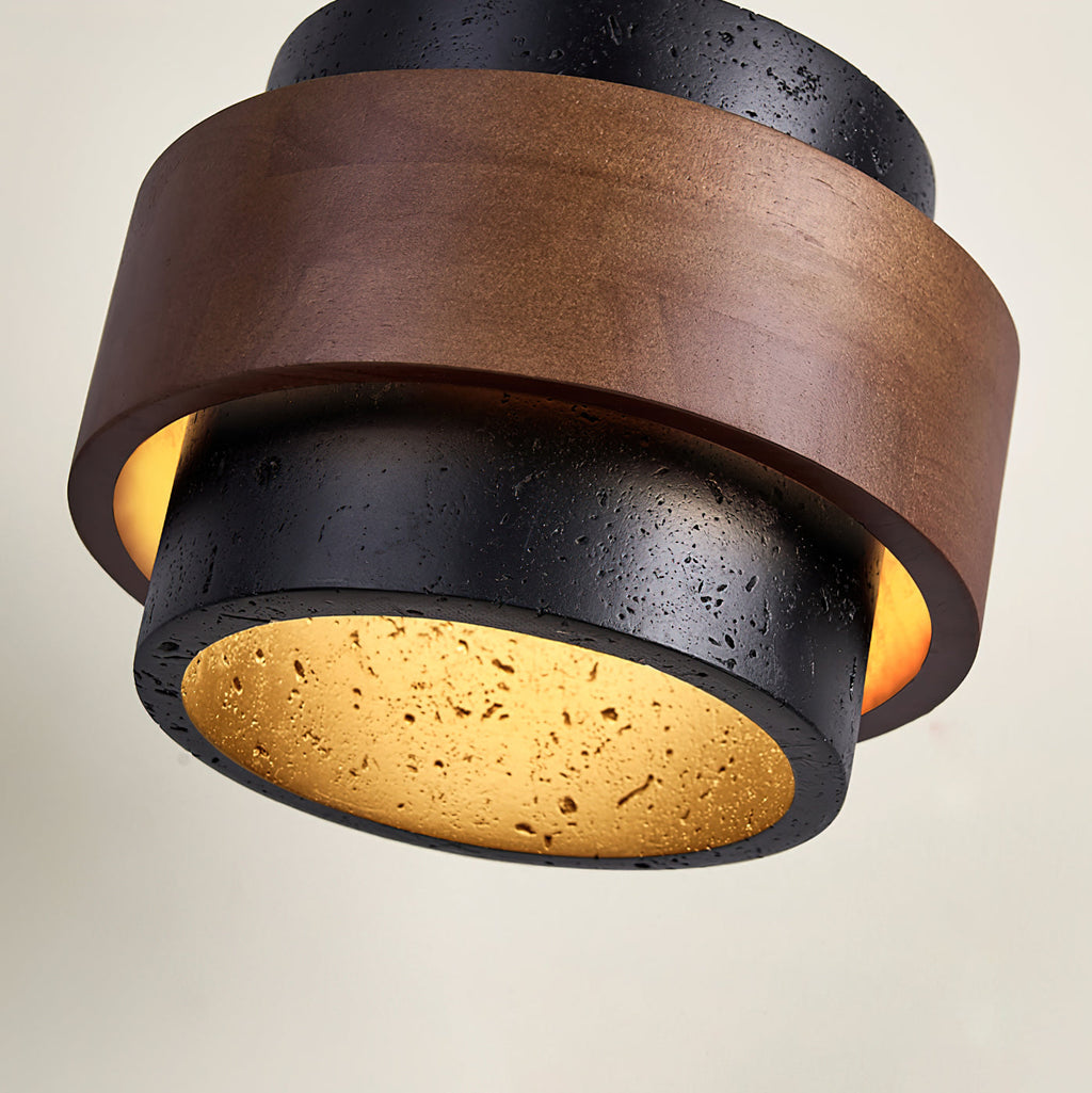 MARLOWE TRAVERTINE DRUM CEILING LANTERN