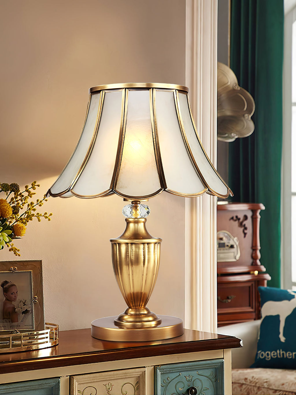 WINTHORPE CRYSTAL ENCRUSTED TABLE LANTERN