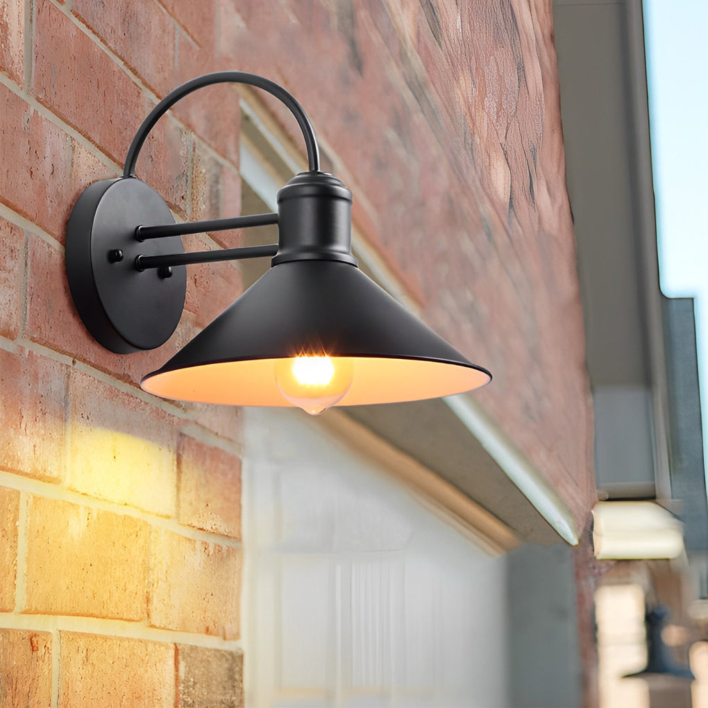 WINDSOR CONE IRON OUTDOOR WALL LIGHTING - VINTAGE INDUSTRIAL WATERPROOF DESIGN