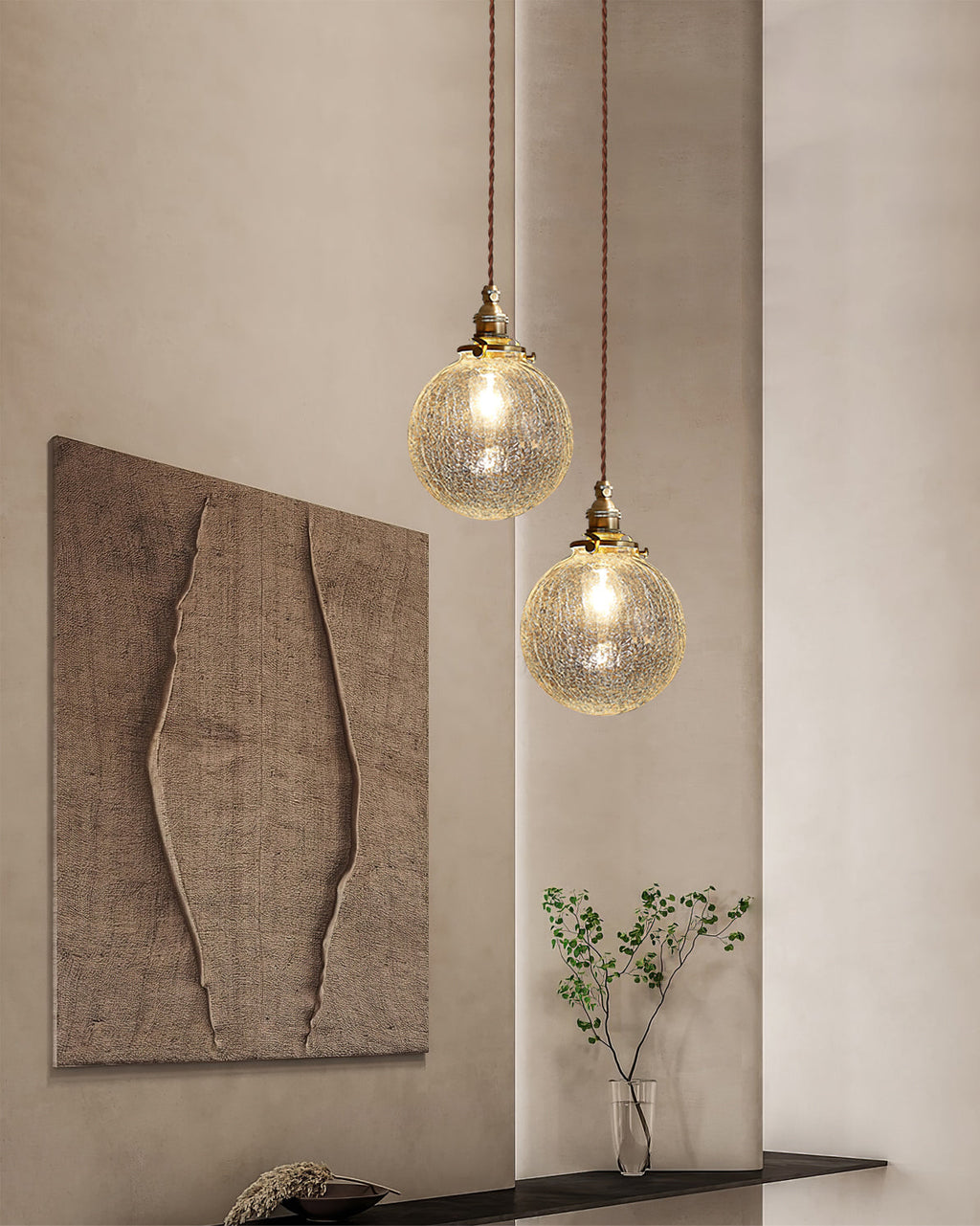 WINTHROP CRACKLE GLASS HANGING LANTERN