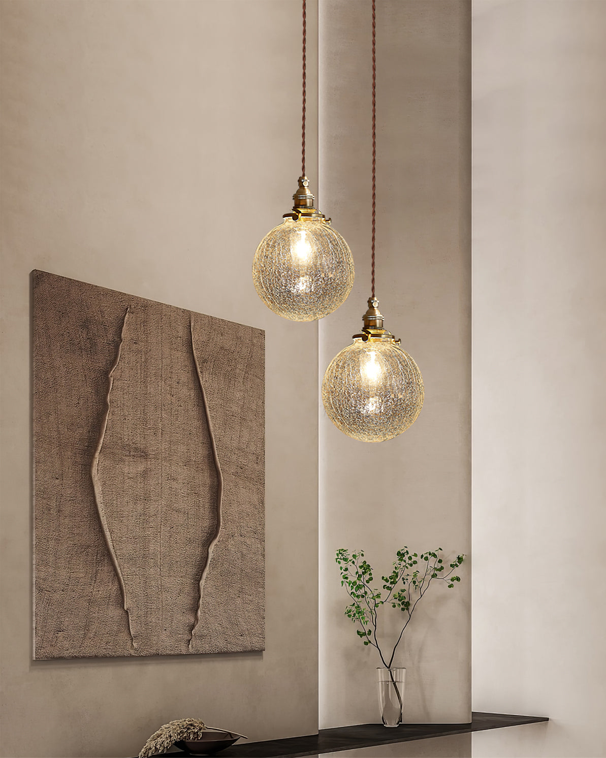 WINTHROP CRACKLE GLASS HANGING LANTERN