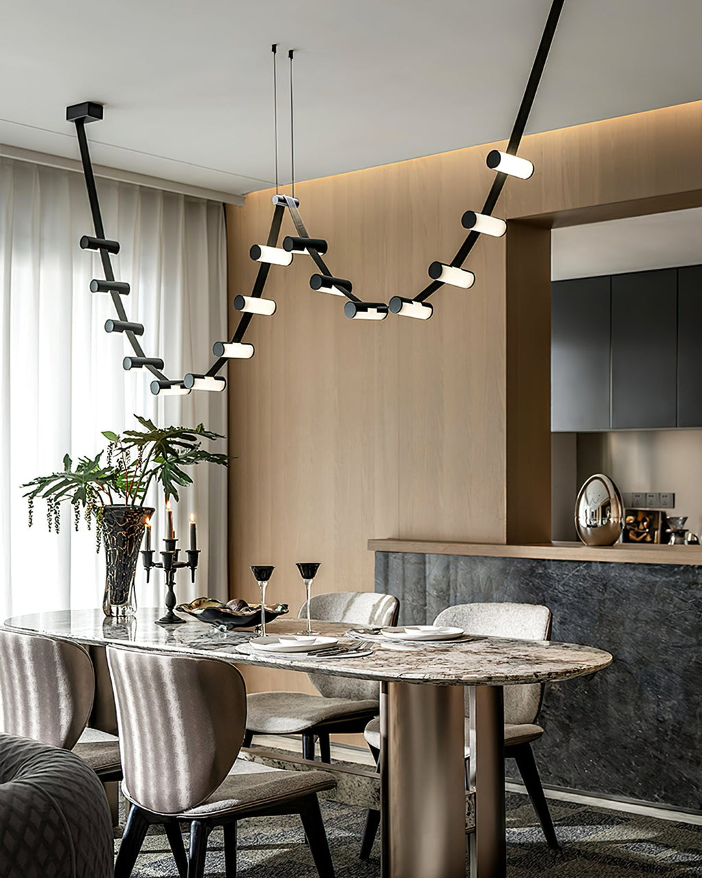 RAVENSCROFT CURVED LEATHER CEILING LIGHT