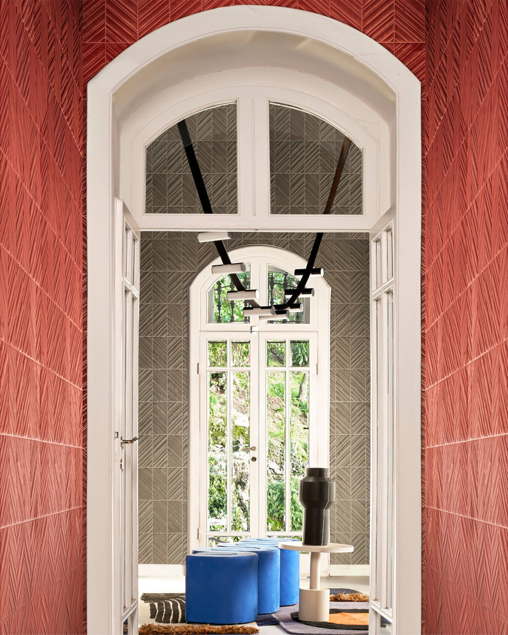 RAVENSCROFT CURVED LEATHER CEILING LIGHT