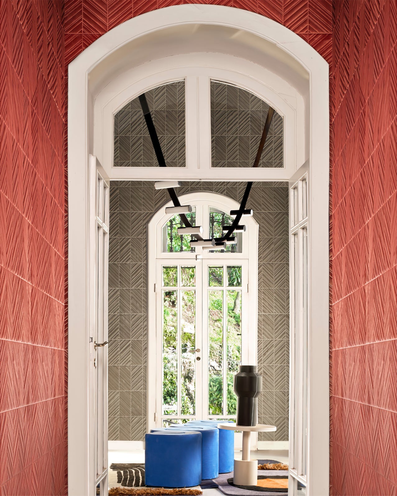 RAVENSCROFT CURVED LEATHER CEILING LIGHT