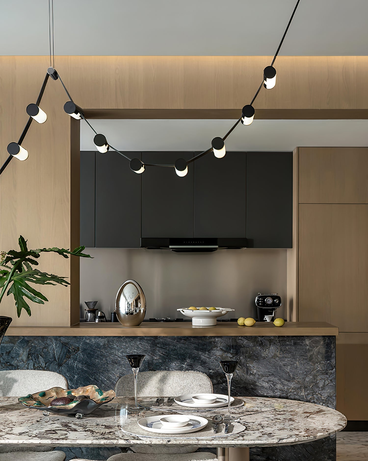 RAVENSCROFT CURVED LEATHER CEILING LIGHT