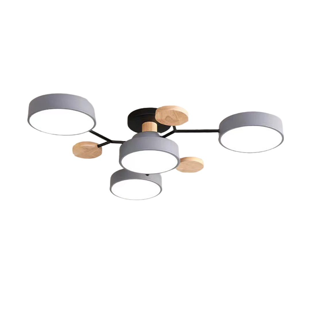 WINTHROP WOODEN DESK LAMP WITH LED ILLUMINATION & HARTFIELD SEMI-FLUSH CEILING LIGHTING SET