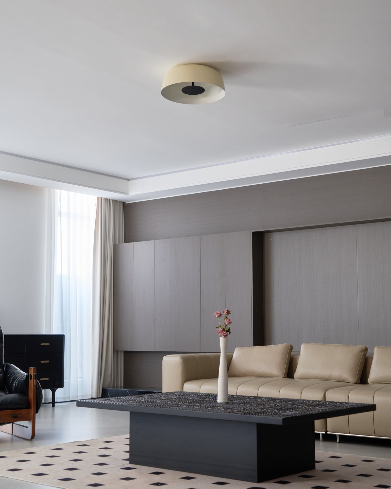 HALSTEAD DRUM-SHAPED WOODEN CEILING LUMINAIRE