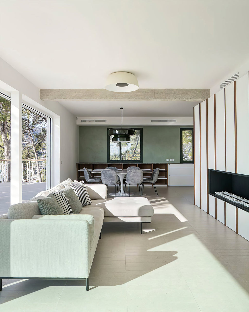 HALSTEAD DRUM-SHAPED WOODEN CEILING LUMINAIRE