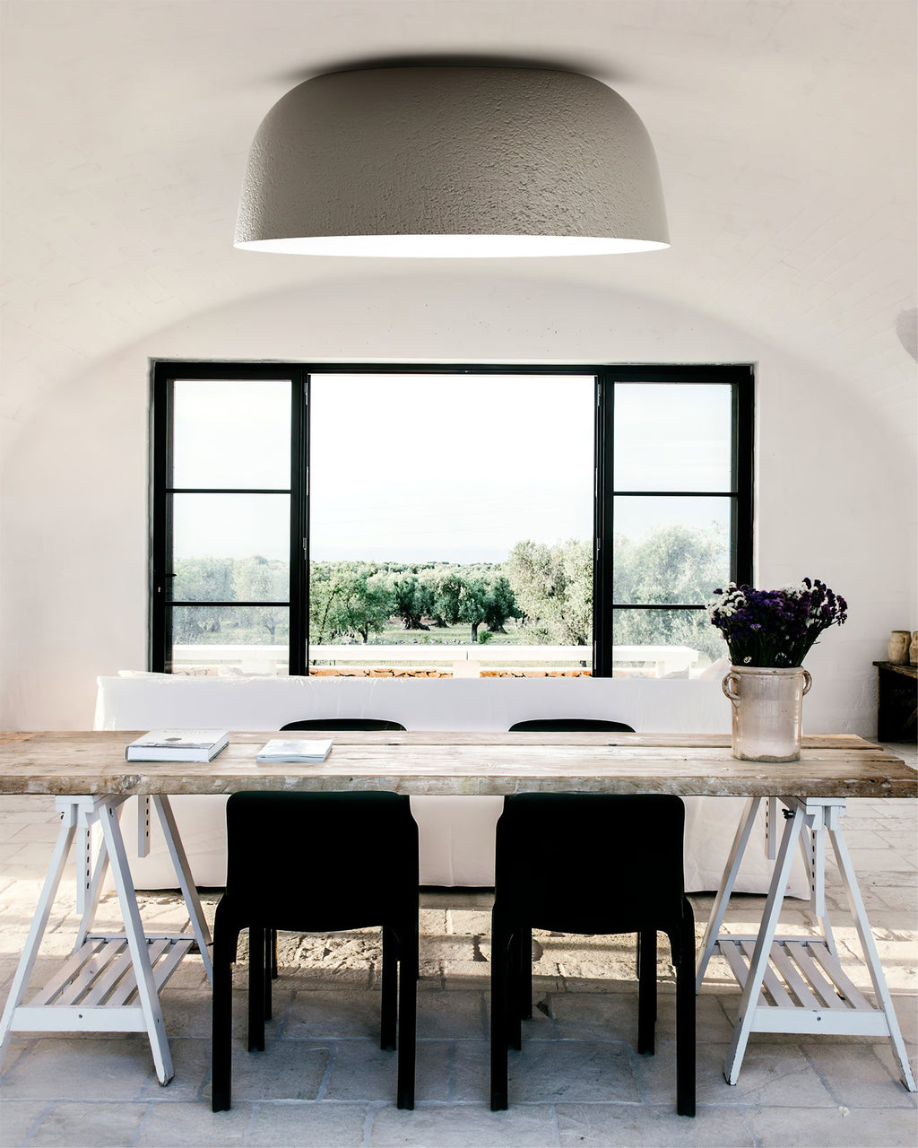 HALSTEAD DRUM-SHAPED WOODEN CEILING LUMINAIRE