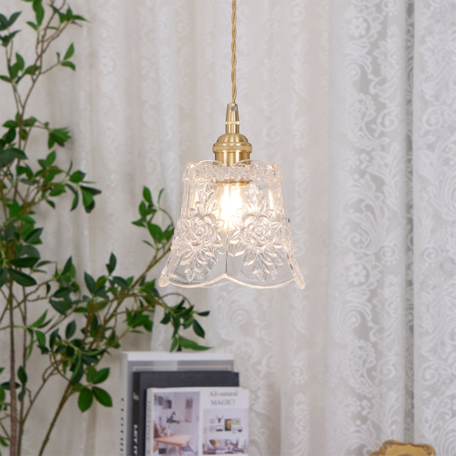 FLORENCE PETAL CRYSTAL HANGING LAMP