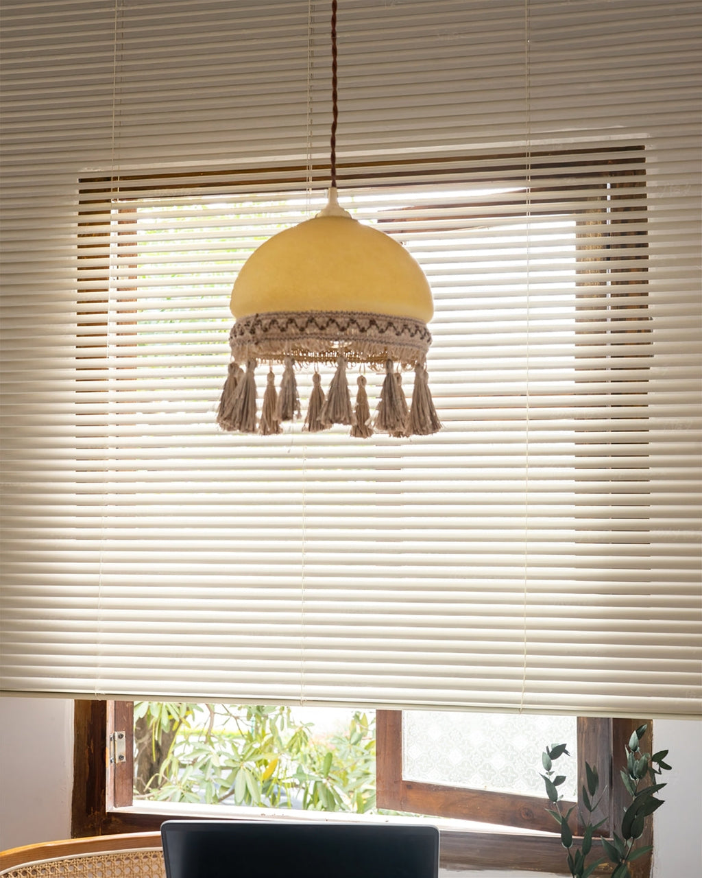 BELLEFLEUR BRASS TASSELED PENDANT LIGHT