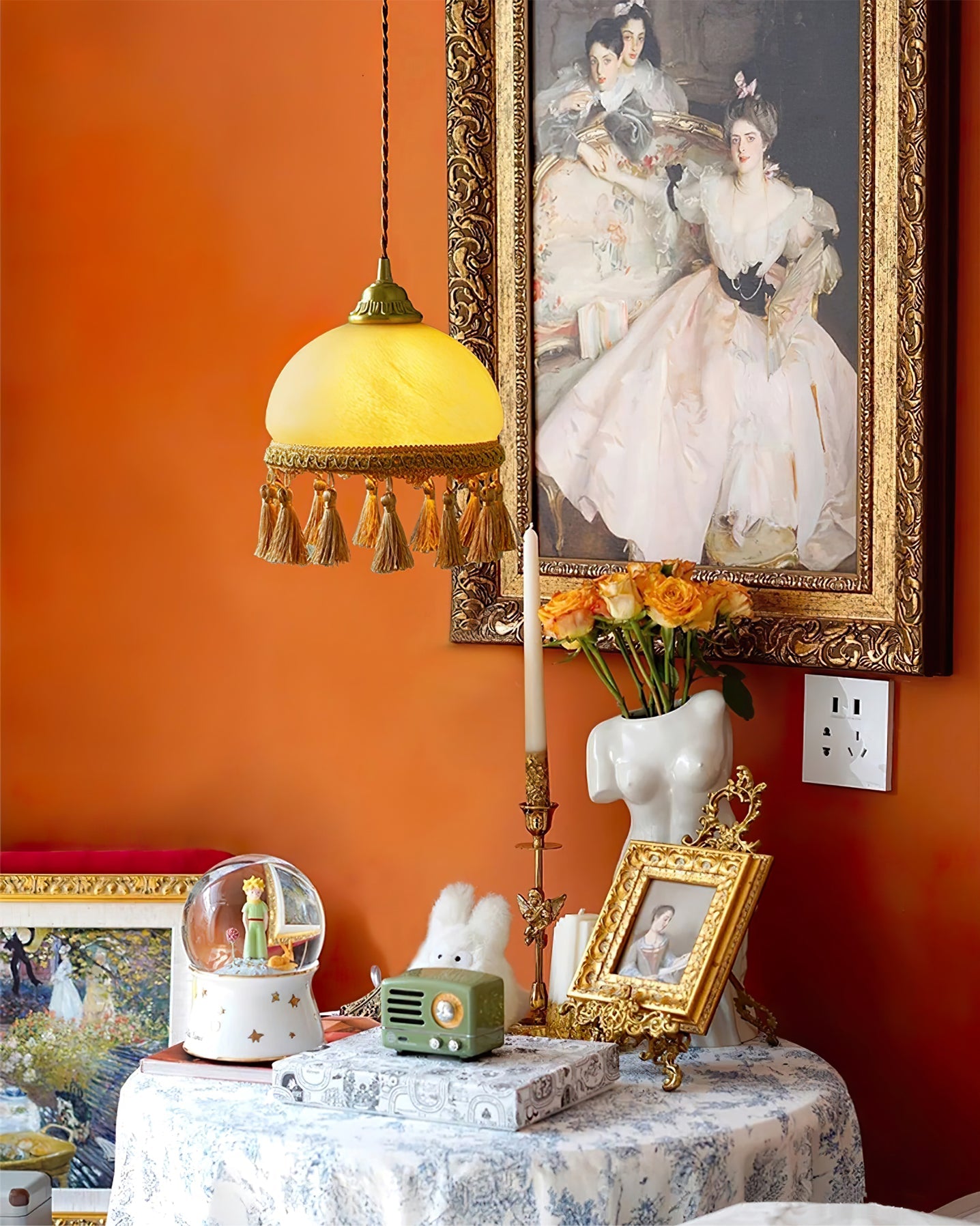 BELLEFLEUR BRASS TASSELED PENDANT LIGHT