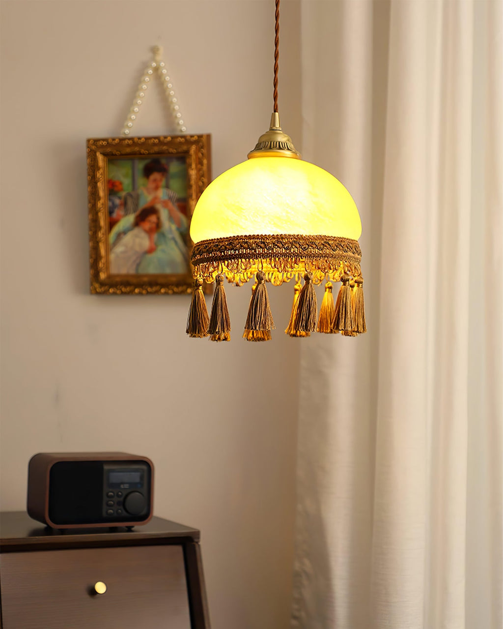BELLEFLEUR BRASS TASSELED PENDANT LIGHT