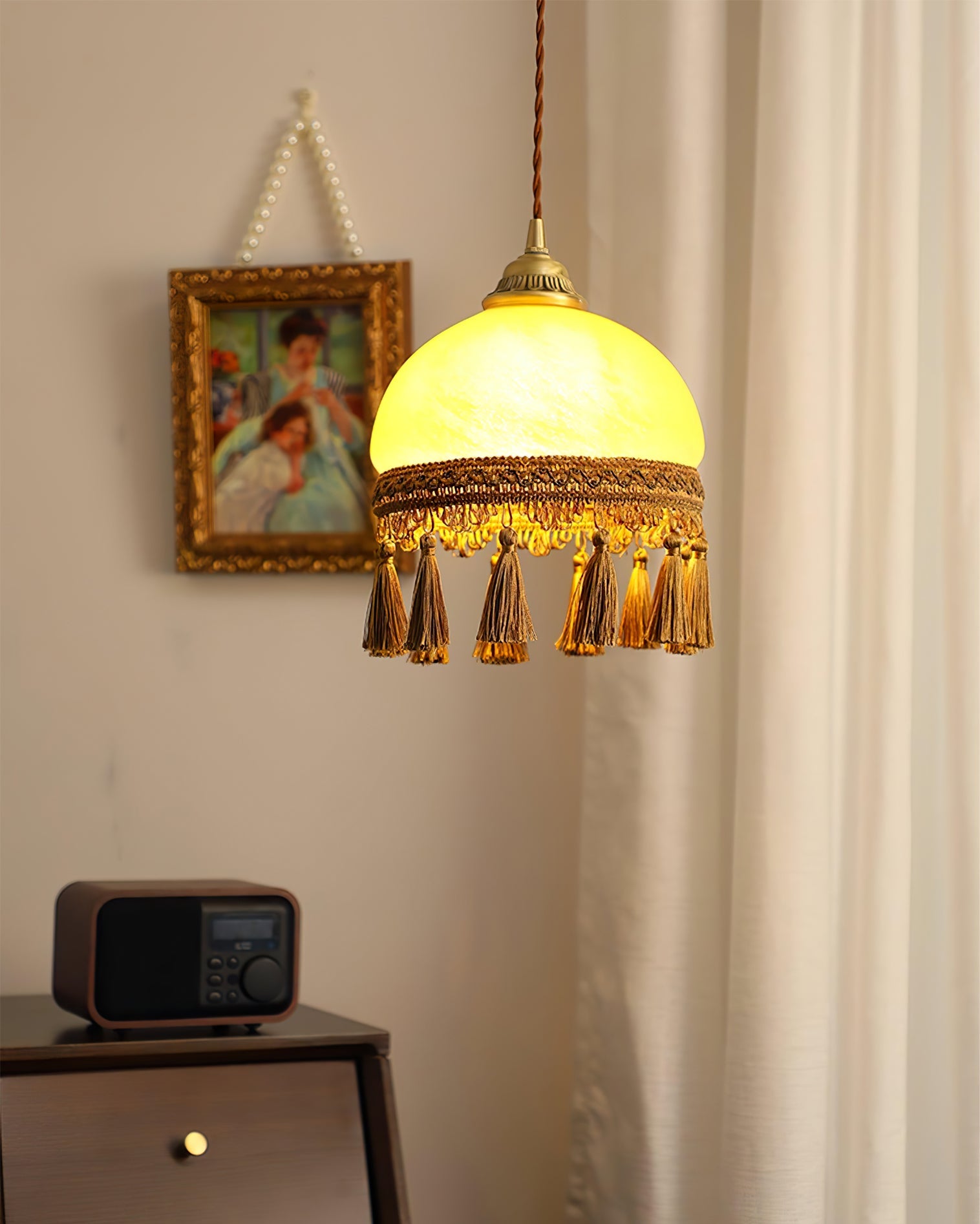BELLEFLEUR BRASS TASSELED PENDANT LIGHT