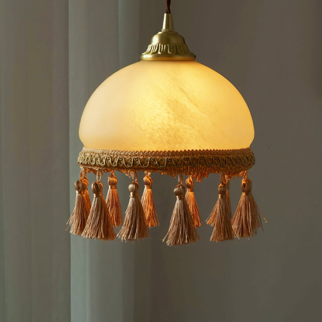 BELLEFLEUR BRASS TASSELED PENDANT LIGHT