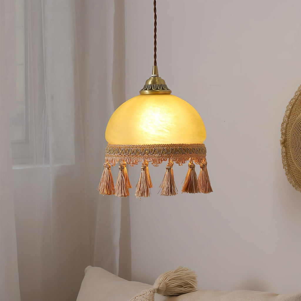 BELLEFLEUR BRASS TASSELED PENDANT LIGHT