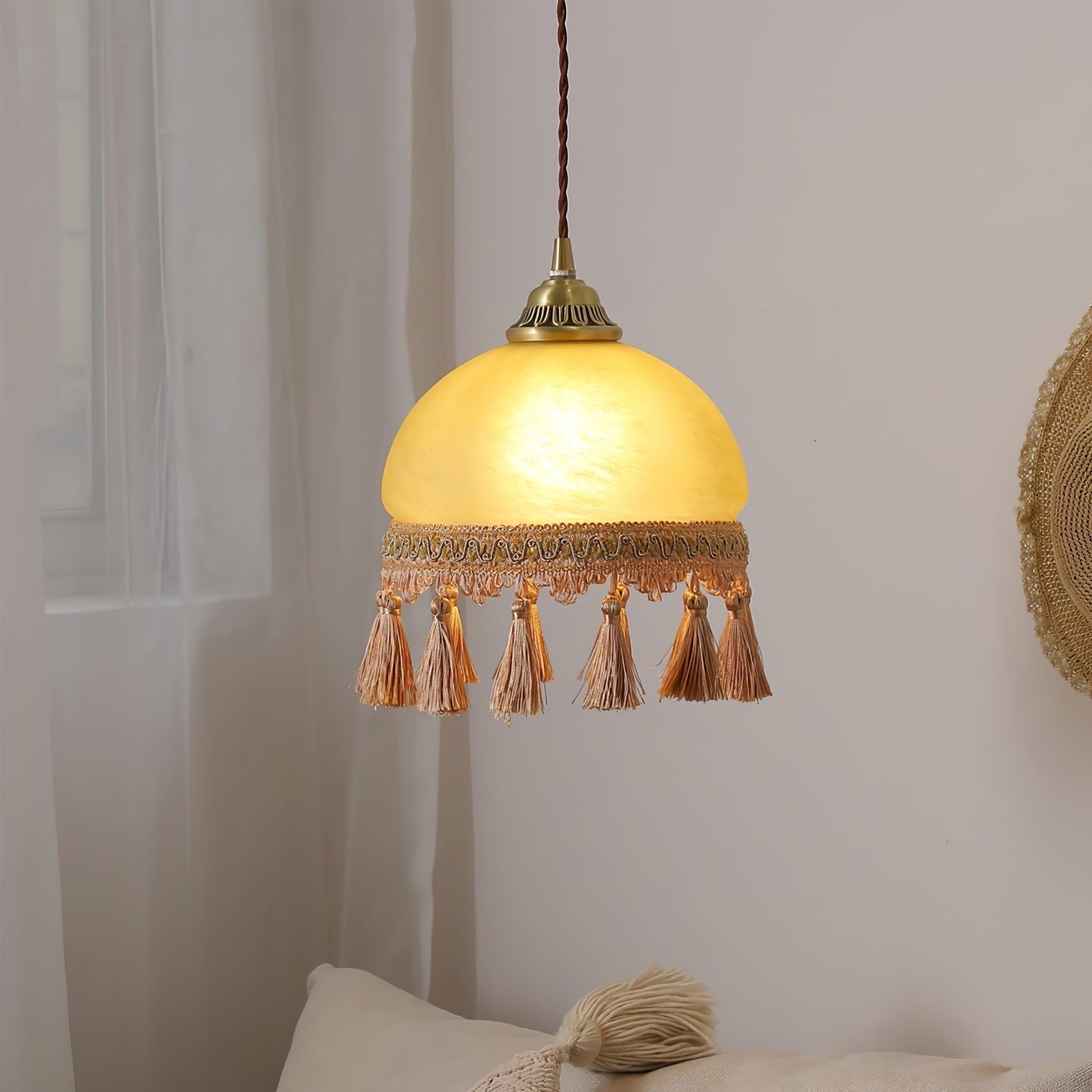 BELLEFLEUR BRASS TASSELED PENDANT LIGHT