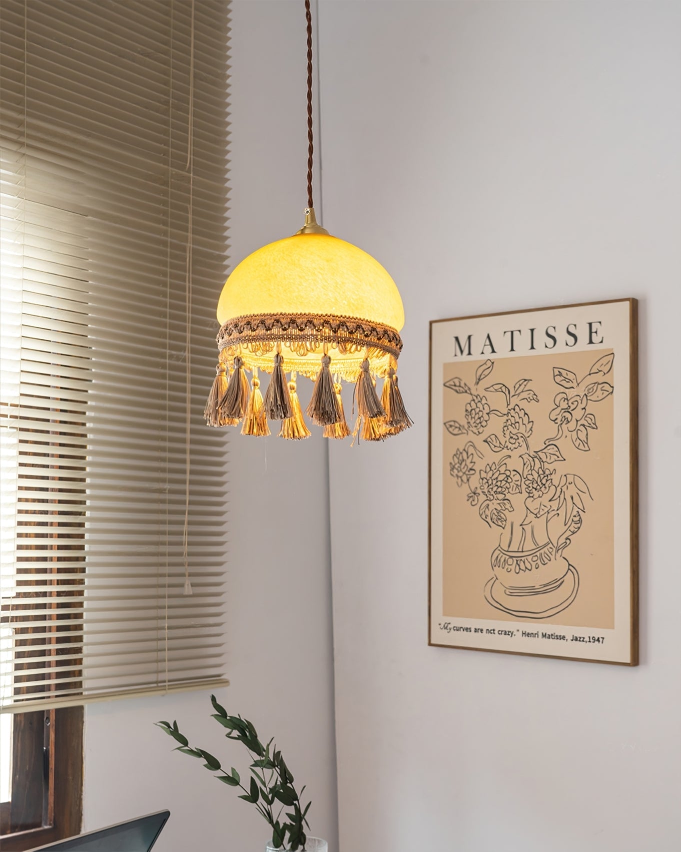 BELLEFLEUR BRASS TASSELED PENDANT LIGHT