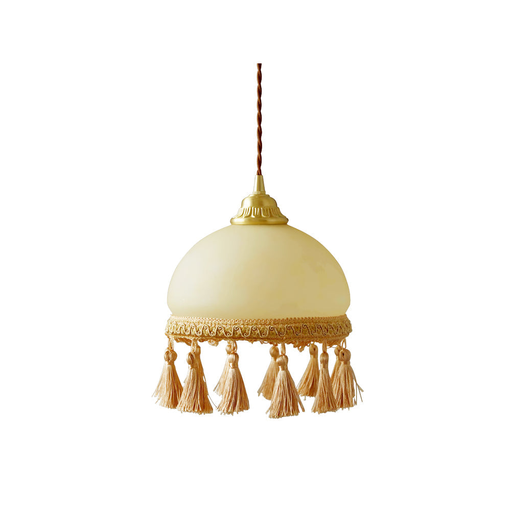 BELLEFLEUR BRASS TASSELED PENDANT LIGHT