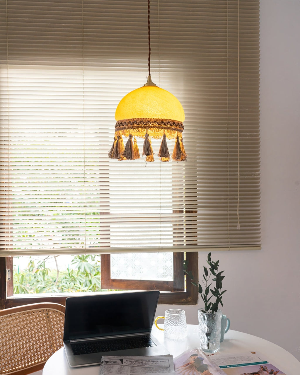 BELLEFLEUR BRASS TASSELED PENDANT LIGHT
