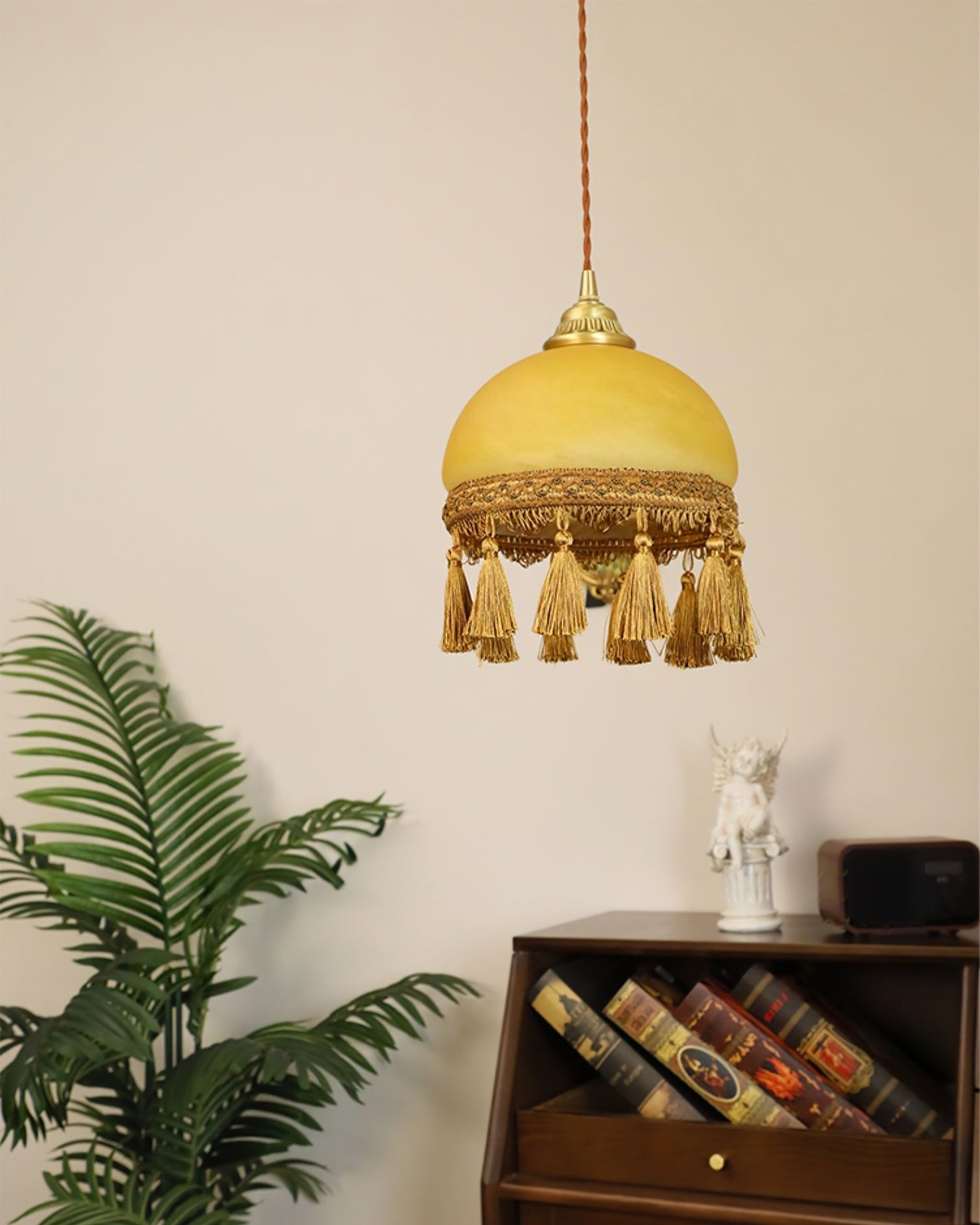 BELLEFLEUR BRASS TASSELED PENDANT LIGHT