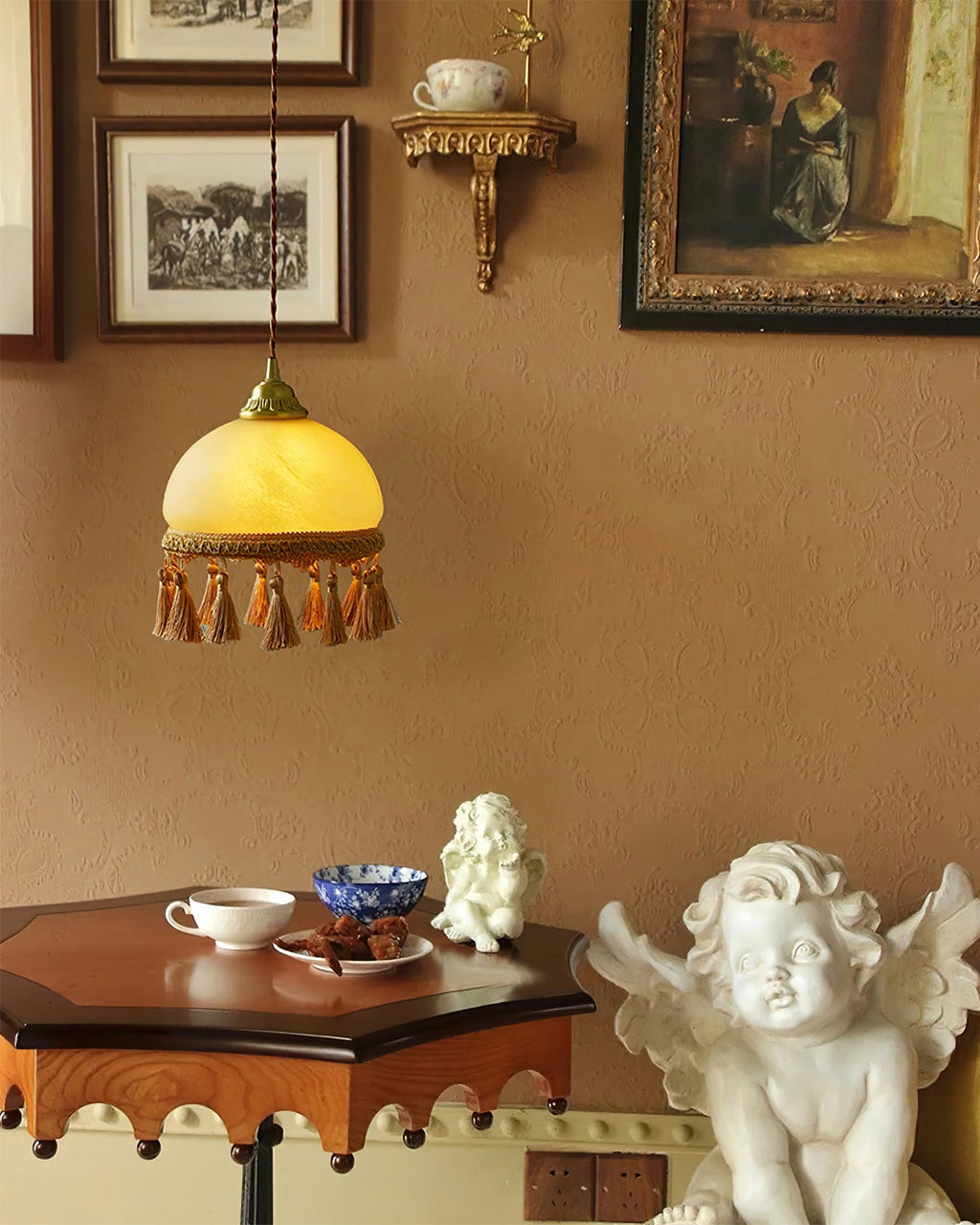 BELLEFLEUR BRASS TASSELED PENDANT LIGHT