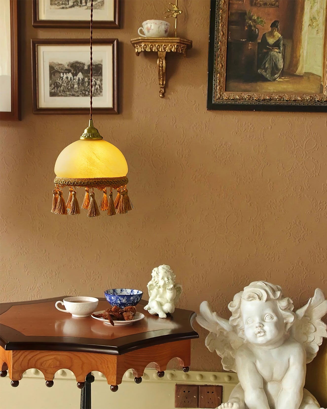 BELLEFLEUR BRASS TASSELED PENDANT LIGHT
