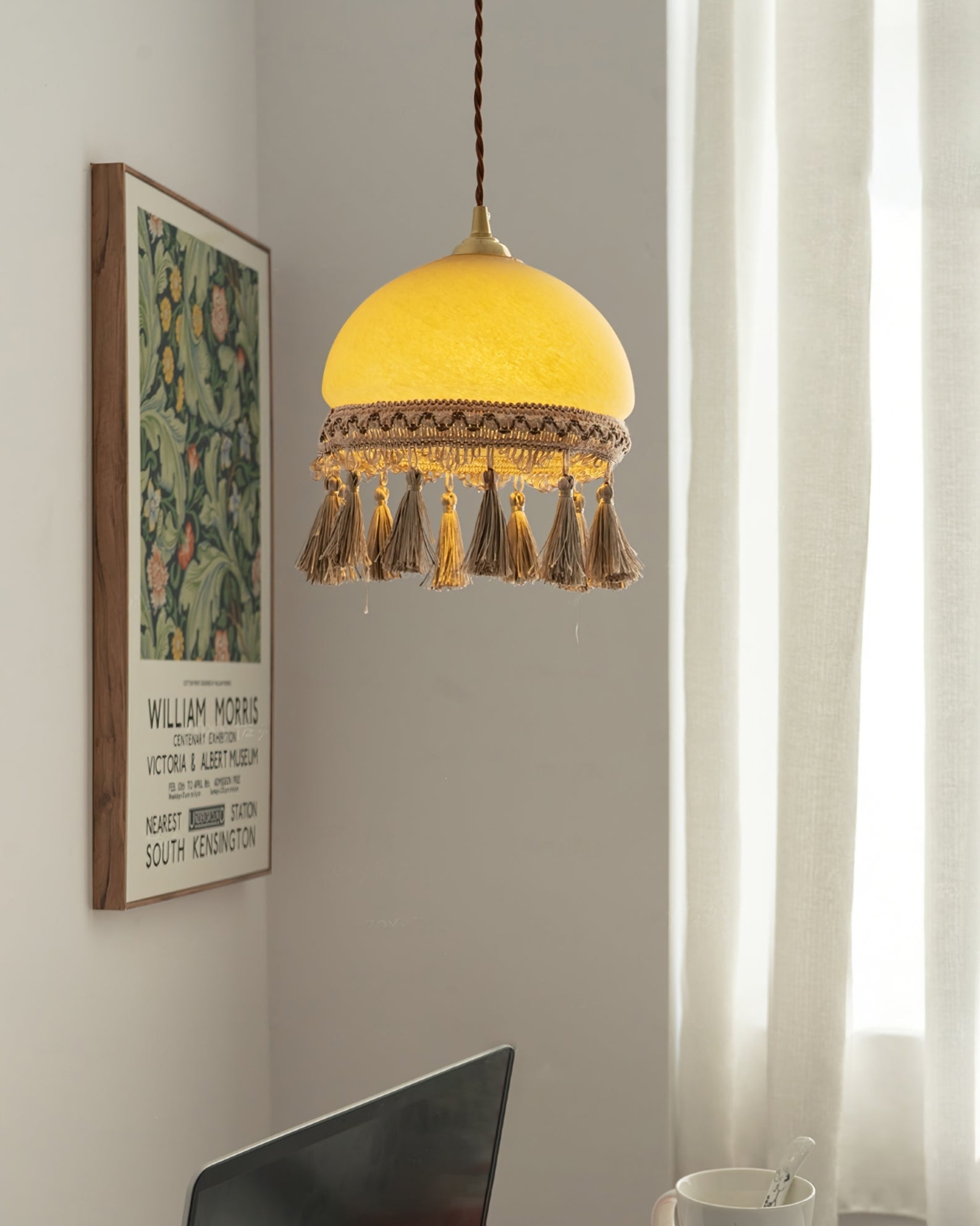 BELLEFLEUR BRASS TASSELED PENDANT LIGHT