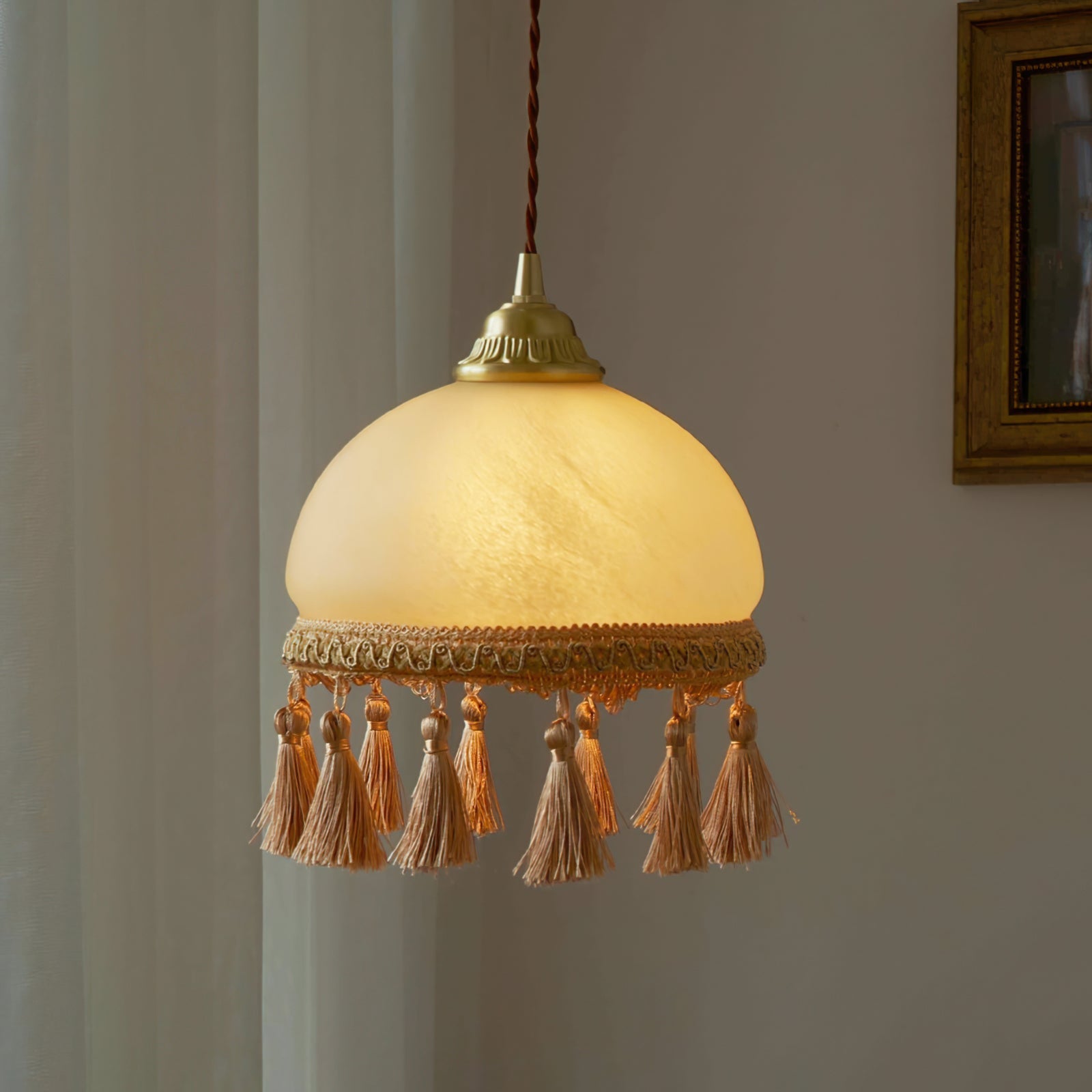 BELLEFLEUR BRASS TASSELED PENDANT LIGHT