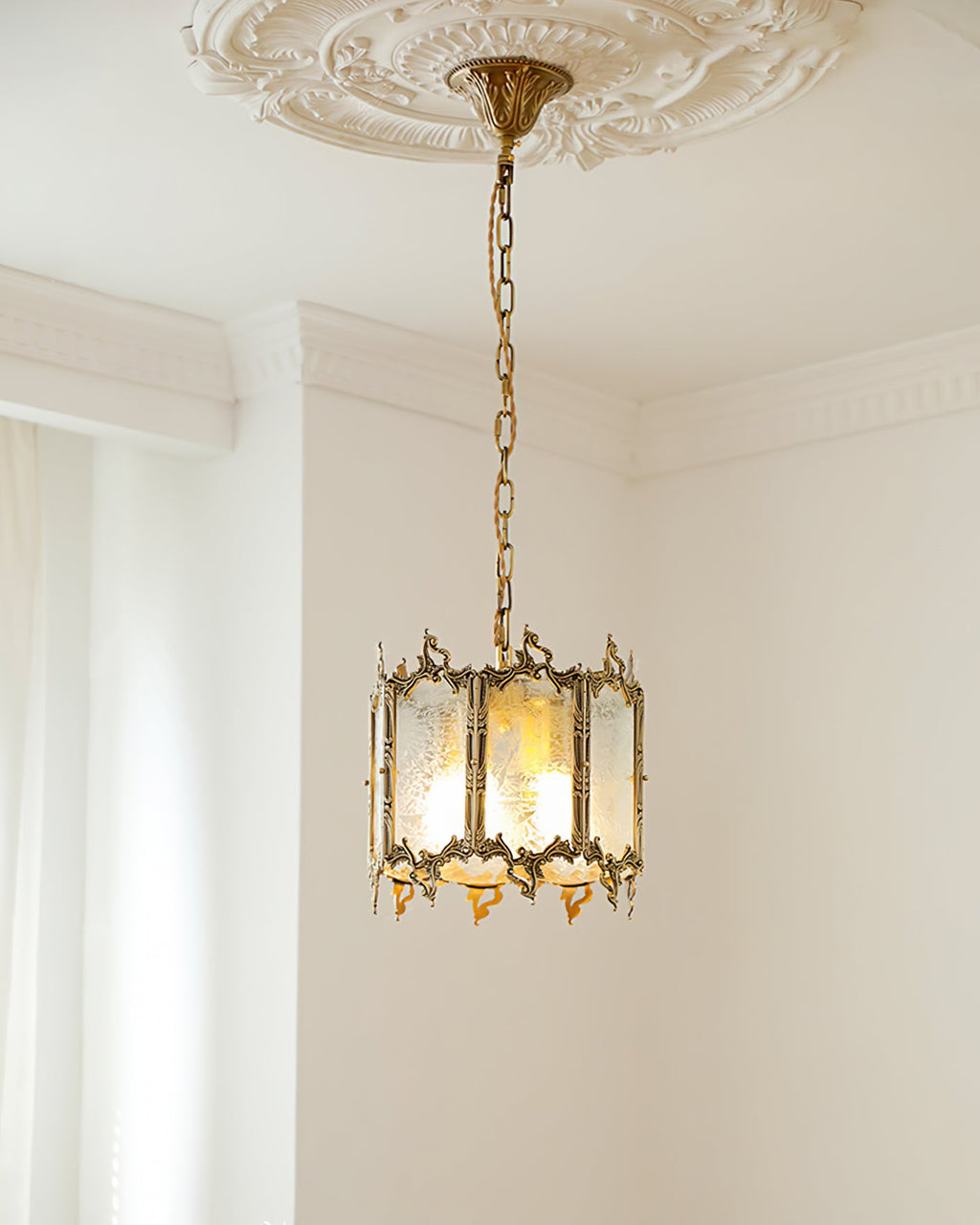 WINTHROP VINTAGE BRASS GLOBE HANGING LANTERN