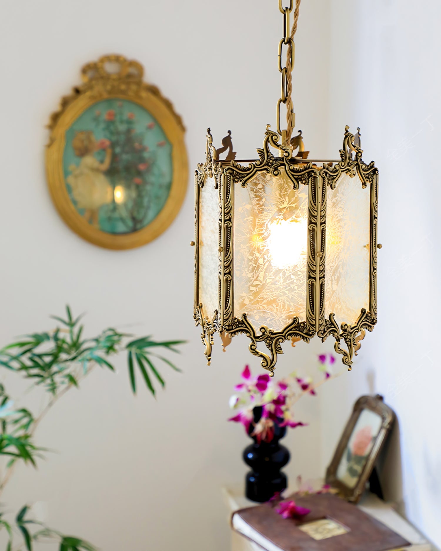 WINTHROP VINTAGE BRASS GLOBE HANGING LANTERN
