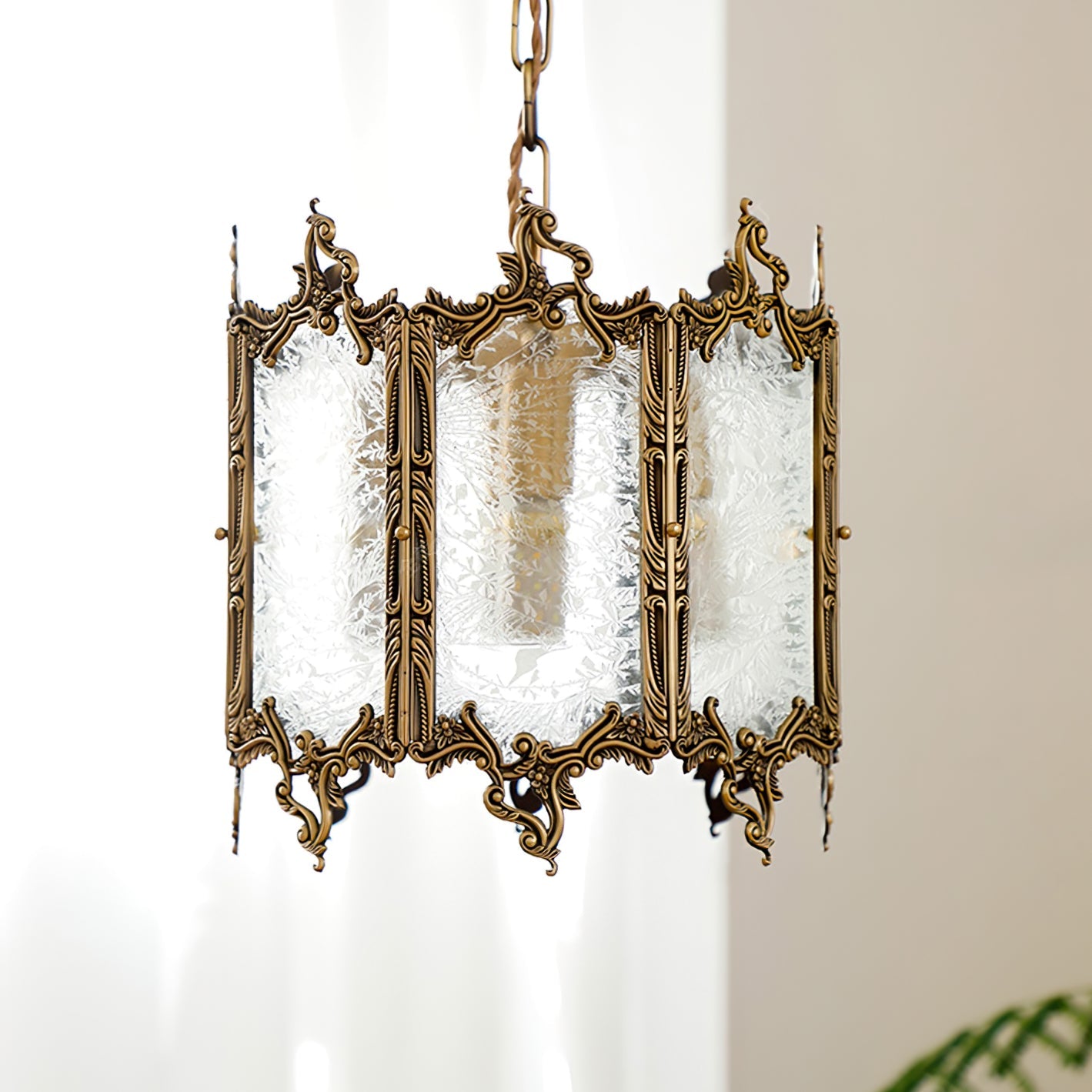 WINTHROP VINTAGE BRASS GLOBE HANGING LANTERN