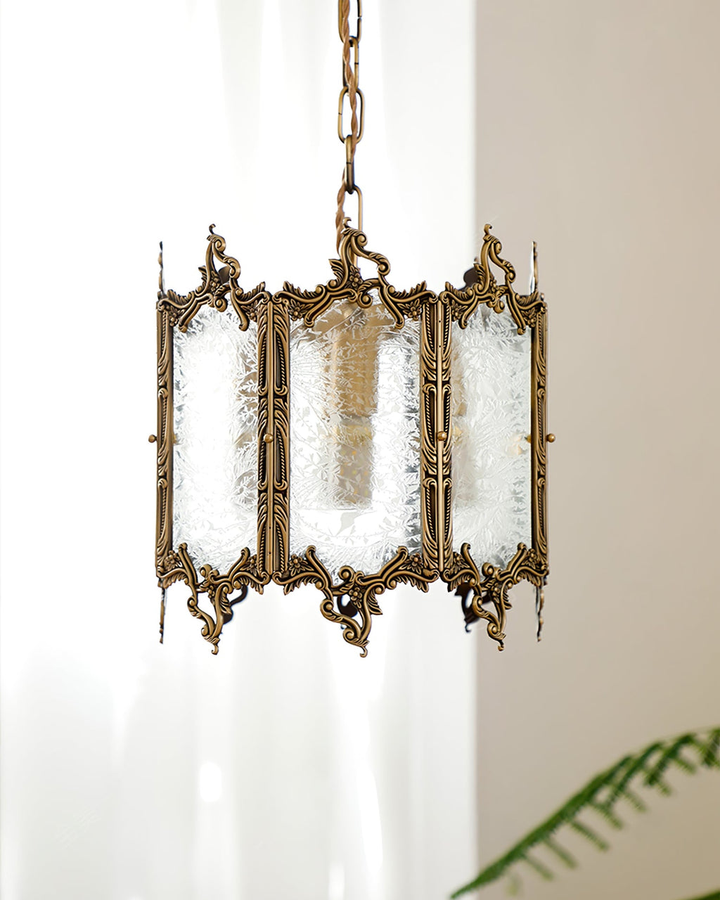 WINTHROP VINTAGE BRASS GLOBE HANGING LANTERN