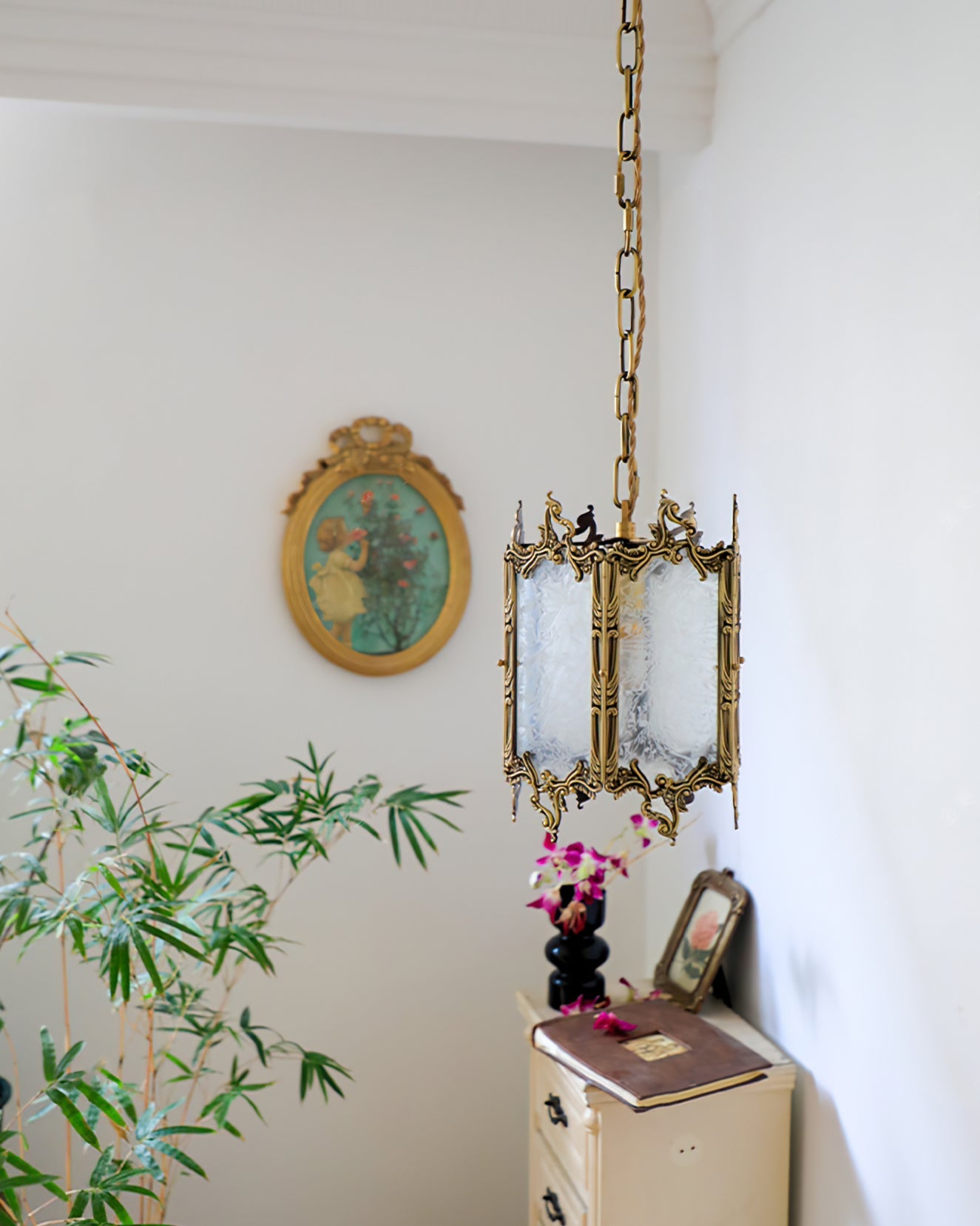 WINTHROP VINTAGE BRASS GLOBE HANGING LANTERN