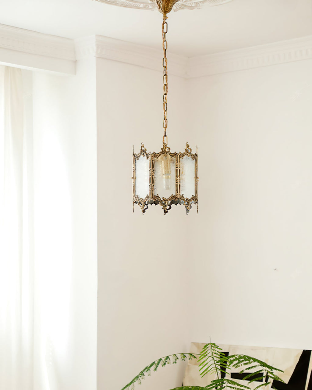 WINTHROP VINTAGE BRASS GLOBE HANGING LANTERN