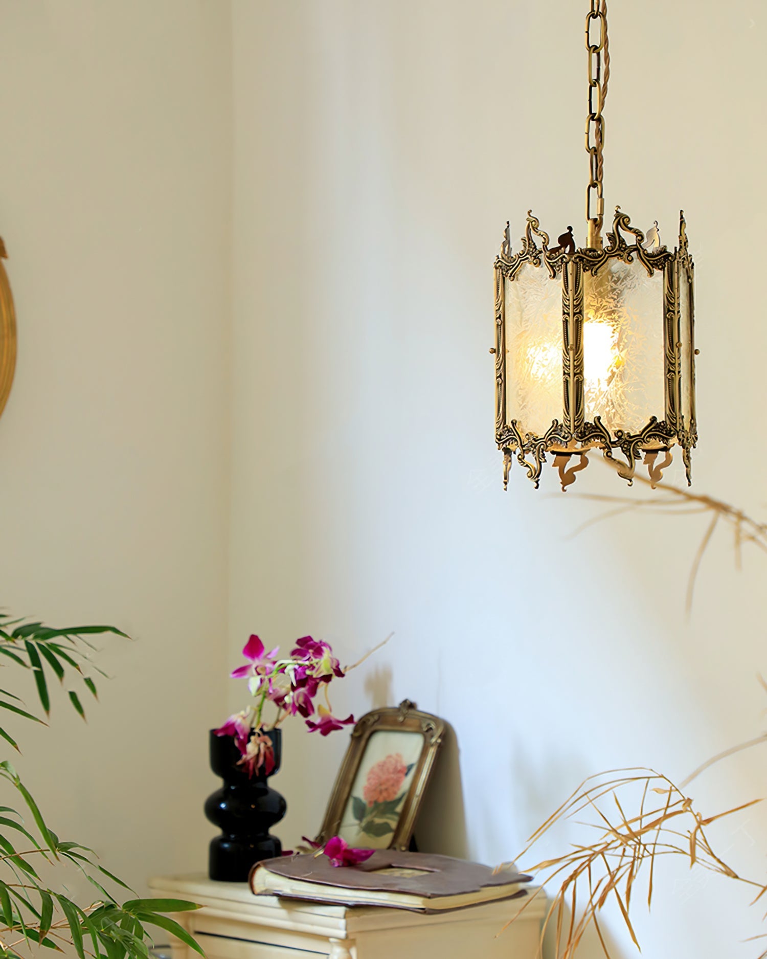 WINTHROP VINTAGE BRASS GLOBE HANGING LANTERN