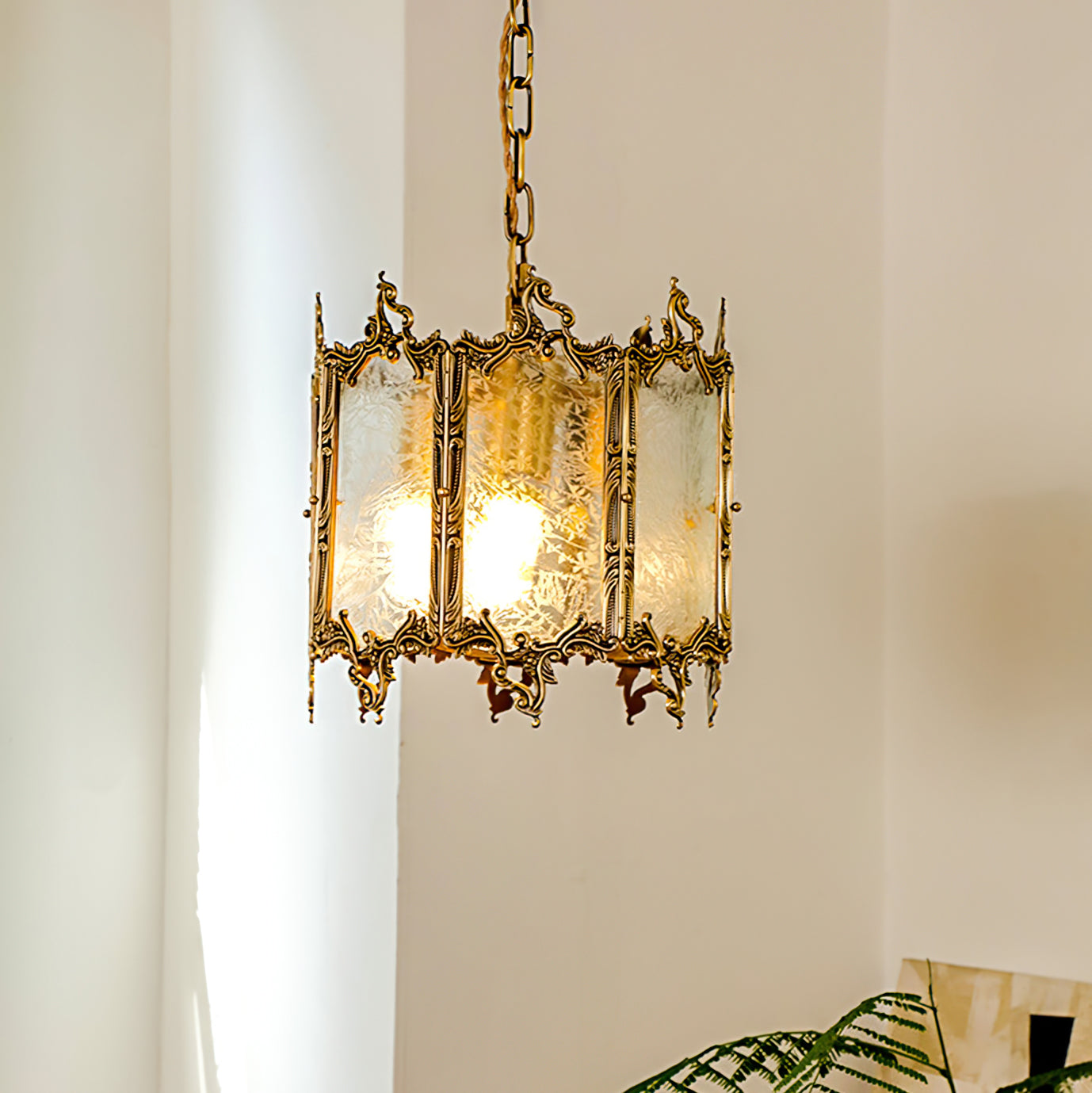 WINTHROP VINTAGE BRASS GLOBE HANGING LANTERN