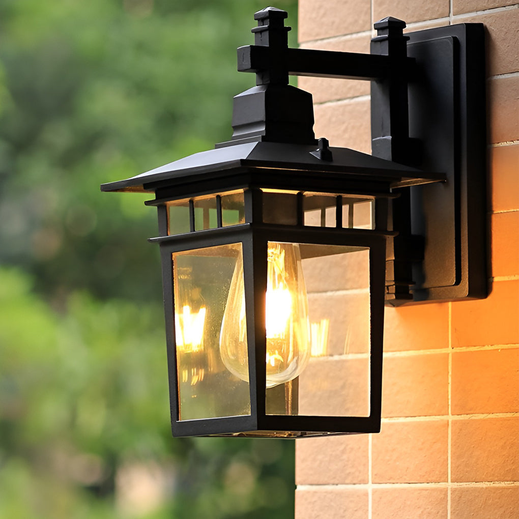 WINDSOR GLASS SHIELD OUTDOOR WALL LANTERN, WEATHER-RESISTANT SCONCE LIGHTING WITHOUT BULB