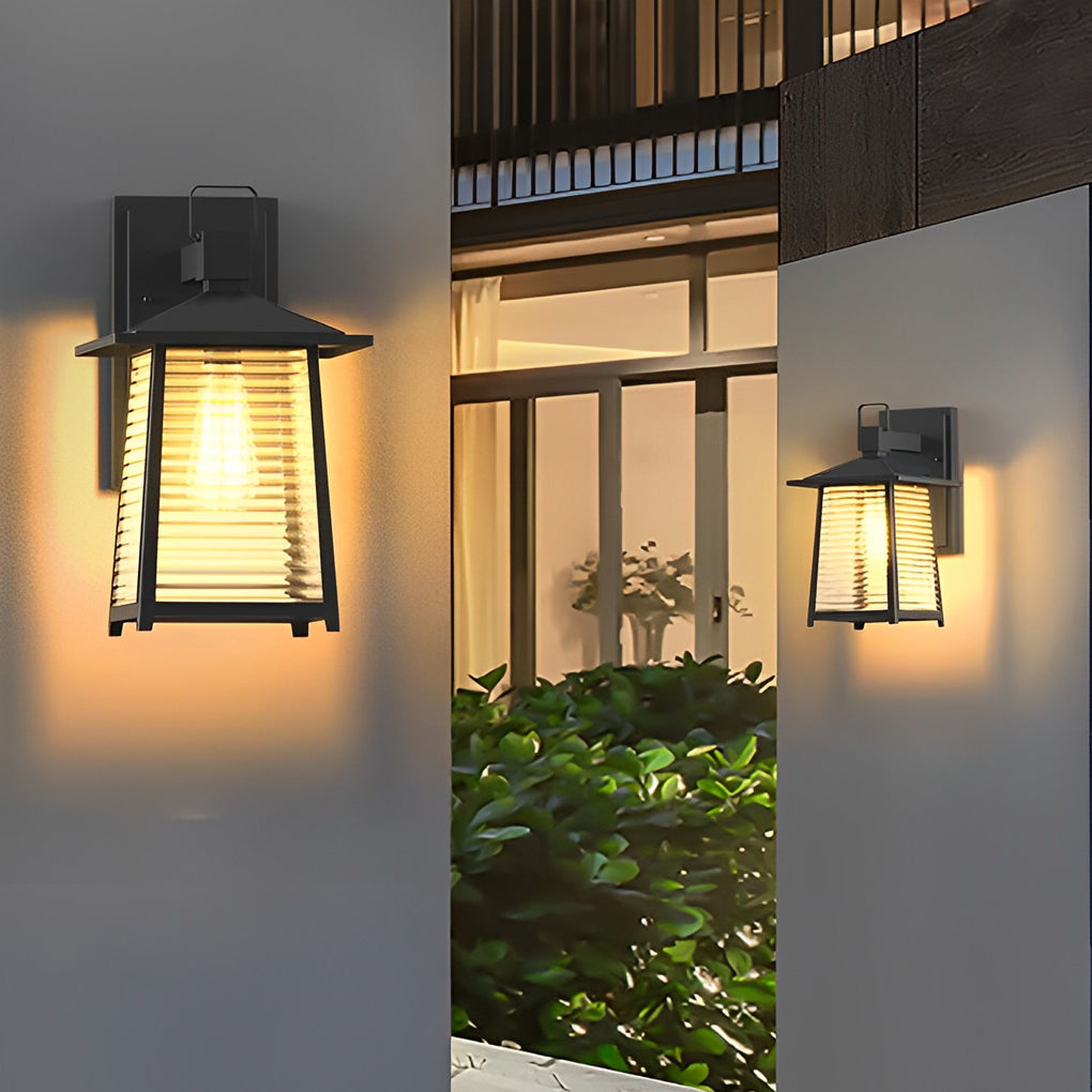 FENWICK SOLAR-POWERED BLACK GLASS WALL LANTERN