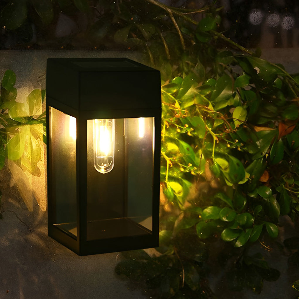 WINTHORPE RECTANGULAR SOLAR-POWERED GLASS WALL LANTERN