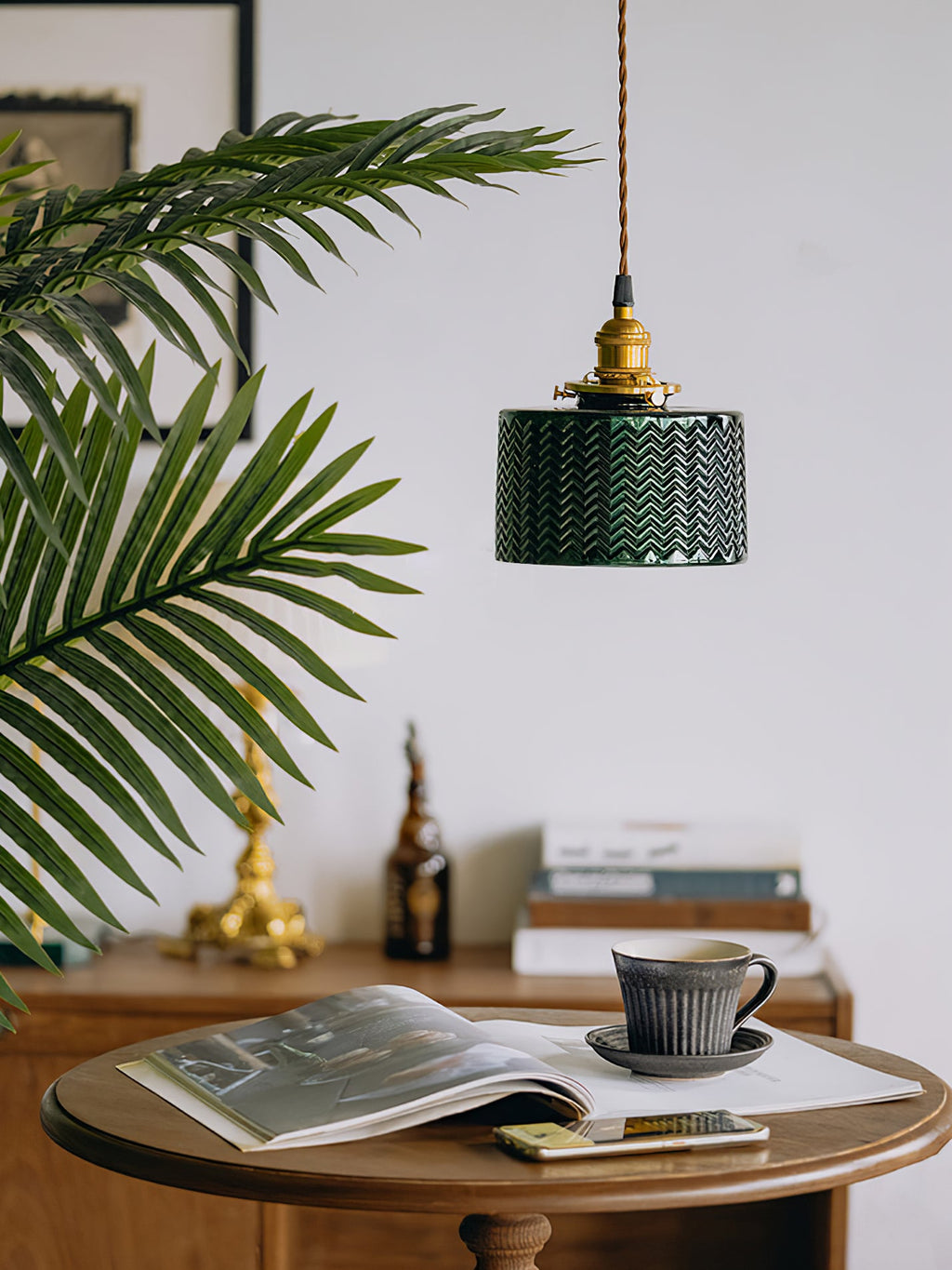 VERDANT GLEAM GLASS HANGING LANTERN